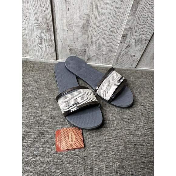 Havaianas Shoes - Havaianas Womens Size 9 10 Sandals Premium Steel Gray Slide On Flat Sandals